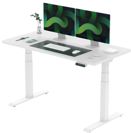 FLEXISPOT E6 Elektrisch höhenverstellbarer Schreibtisch 140x70 cm | Ergonomischer Steh-Sitz Tisch mit Memory Funktion | Beugt Rückenschmerzen vor & Macht produktiver (Weiß, Gestell Weiß)