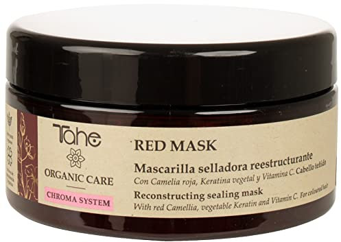 Tahe Organic Care Mascarilla selladora reestructurante Red Chroma System con Camelia roja, Queratina vegetal y Vitamina C, 300ml