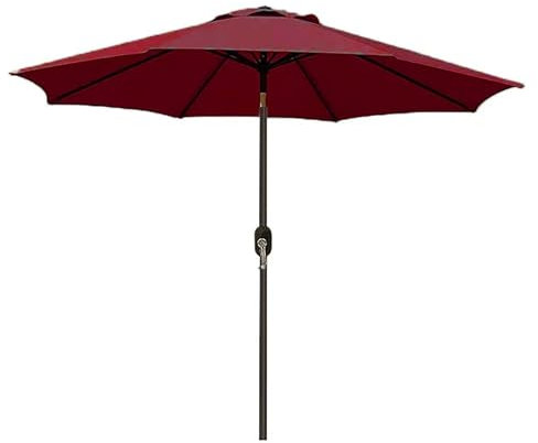 Ombrellone Da Giardino Spiaggia Air-Vent Antivento Portatile Mare Protezione Anti UV Parasole A Manovella Per Esterni Terrazza Balcone Poliestere Impermeabile Inclinabile in Alluminio 2.7 M (Rosso)