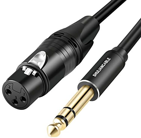 SHULIANCABLE 6,35mm a XLR Cable, Cable XLR hembra a 6,35 mm (1/4 pulgadas) macho TRS para Micrófono, Altavoz, Amplificador, Guitarra, Escenario (Female, 1M)