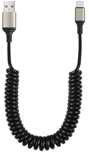 GELRHONR Cavo Retrattile USB Tipo C 6A, molla a spirale USB A a C, ricarica rapida e sincronizzazione dati, compatibili con A10e A20 A50 A51 A71 S20 S10 S9 S8 Plus S10E Note 20 10 9 (Max 1.5M)