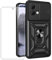 SDTEK Case Compatible with Motorola Moto G84, Phone Cover with Camera Lens Protection, Stand, Magnetic Ring Holder and Glass Screen Protector (Black)