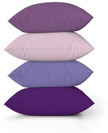 ggaimwf Tinta unita Copricuscino in lino per divano Gradiente viola Cuscino per letto Maniero della lavanda Colore Fatto a mano Piazza Federe per cuscini con cerniera invisibile 45x45 cm Set da 4