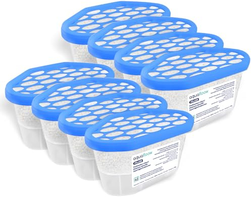 Aquafloow Déshumidificateur 600 ml, Réduit l'humidité de l'air, 8 Recharges de Granulés LEMON | Neutraliseur d'odeurs, Absorbeur d'humidité pour Cuisine, Placard, Salle de Bain et Bureau