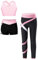 Kvysinly Kinder Mädchen Sportanzug Set Trainingsanzug Sport Outfit Jogginganzug Sportlich Weste Mit Shorts Leggings Sportbekleidung Yoga Workout Rosa 134-140