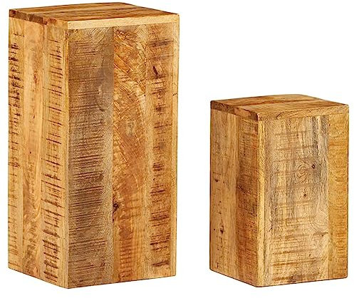 Bulliing Plant Stands,Freestanding Steel Nesting Flower Display Rack,Indoor Outdoor Decorative Plant Pot Holders for Home Garden,Plant Stands 2 pcs Solid Mango Wood