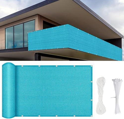 Pantalla de Valla de Privacidad 200 x 160 cm HDPE de 200G/M² Bloque UV 95%, Privacidad de Balcón y Pantallas Protectoras Rectangular, para Jardín Condominio Piscina, Azul Cielo