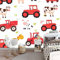 Générique Papier Peint Photo Murale Chambre Enfant 150 x 105 cm 3D Effet Animaux de ferme mignons Papier Peint Tracteur Rouge Douces pour Fille Papier Peint intissé
