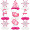 9 Stück Schneemann Deko Bienenwaben, Winter Tischdeko, Schneeflocken Deko Set, Winterdeko 3D für Schneeflocken Deko, Weihnachten Tischdekoration (Schneemann Rosa)