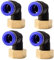 4 piezas 12mmx1/2 PT Racores neumáticos en codo de 90° con rosca hembra Enchufes rápidos neumáticos para mangueras Push-in Conexión push-in de aire comprimido