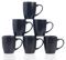 HOMD Coffee Cup Set 6-12oz Large Handle Ceramic Cup for Coffee, Soup, Tea, Milk, Latte, hot Cocoa, Ladies, Men-New Porcelain Mug Set (Black)