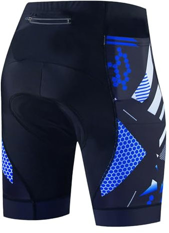 Yusealia Fahrradhose Herren mit 4D Sitzpolster Radlerhose Gepolstert Elastische Radhose Kurz mit 3 Taschen Atmungsaktiv Radunterhose Schnelltrockende Fahrrad Unterhosen Männer Outdoor Rennrad Hose