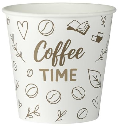 50 vasos desechables de cartón, ideal para café, té, refrescos 210ml,7oz|Con agitadores de madera individuales|Reciclables|Resistentes a calor y frío|Aptos para microondas y congelador|Vasos kraft