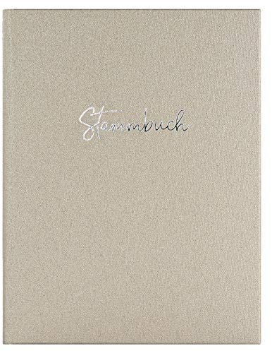 DeinWeddingshop Stammbuch der Familie, Familienstammbuch Hochzeit Standesamt, Leinen mit Prägung - 16x21cm, Beige