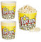 Relaxdays Set de 12 Boles Palomitas, Cubo, Caja, Bolsa, Recipiente, Estilo Vintage, Plástico, 2,8 L, 17,5x18 cm, Amarillo