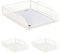 3 x stapelbare Dokumentenablage, für DIN A4, Gitter Design, Briefablage fürs Büro, Metall, B x T: 25 x 34 cm, weiß