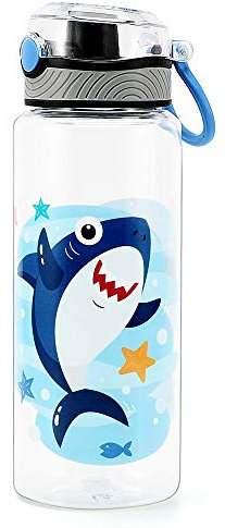 Home Tune Cute Water Bottle, BPA FREE Tritan, Leak Proof, Easy Clean, Carry Handle, 680ml - Shark