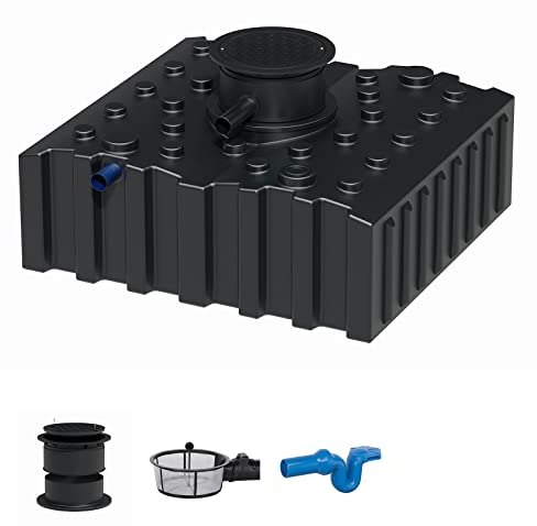 GreenLife Zisterne Flachtank 4000 Liter Standard inkl. Ausgleichsdom, Zisternendeckel, Regenwasserfilter und Überlaufsiphon - Regenwasserbehälter BZW. Regenwassertank unterirdisch für Regenwasser