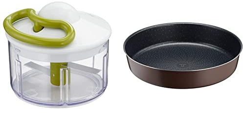 Tefal Hachoir manuel 5 secondes, 500 ml, Système de coupe breveté, Lames en acier inoxydable & Perfectbake Moule A Manqué 26cm Aluminium 100% Recyclé J5549702, fabriqué en France