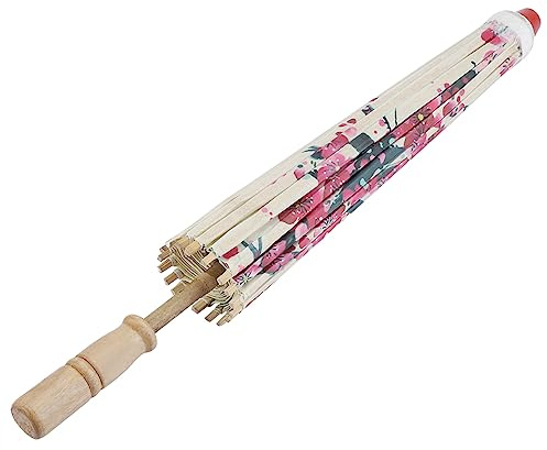 Dioche Parapluie Asiatique Parapluies Japonais pour Femmes Papier Bois Petite Taille Parapluie en Papier Huilé Fait À La Main Art Chinois Parapluie De Danse Classique Fleur De Prunier