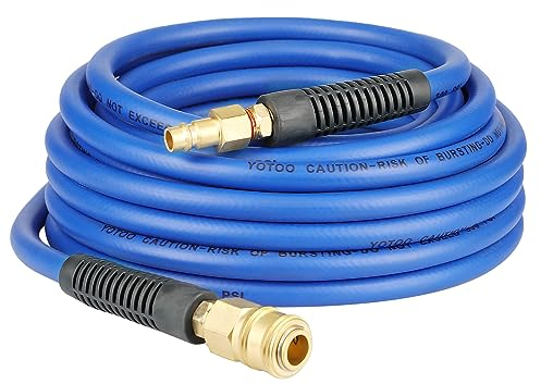 YOTOO Tuyau à air comprimé - 10 m (DI x OD) - 6 mm x 15,5 mm - 300 psi - caoutchouc/PVC - raccords rapides - limiteur de courbure