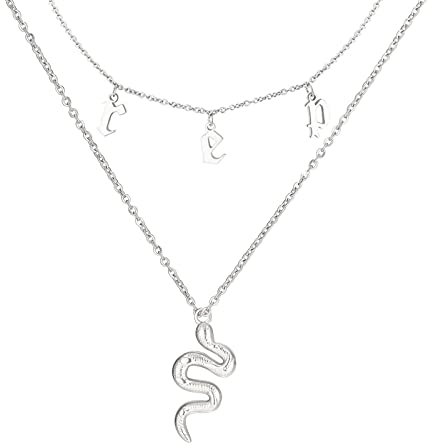Reputation Snake Necklace for Women - Layered Gold and Silver Necklace for Eras Music Lover, Singer Song Inspired Fans Gift