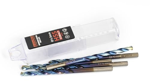 Ferrcan Brocas para metal HSS DIN338 M35 5% cobalto acabado rainbow para taladros en acero inoxidable, hierro y otros metales paquete de 5 unidades por medida (4mm)