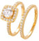 BlinqBlinq Elegantes 925 Silber Ring Set 18K vergoldet Zirkonia Steinen in Geschenk Box Größen 50 52 54 56 58 60 Zwei Goldringe Damen Ring 925 Gold Wasserfest Goldschmuck Sofia 50