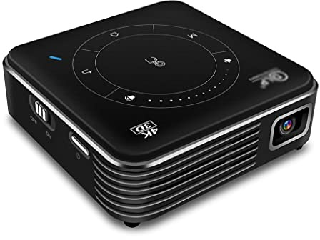 YADECL Mini Projector 4K DLP Android 9.0 Support Mini video Beamer Mobile Phone with Battery (Color : Argento)