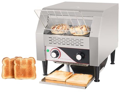 Tostadora Transportadora 150/300/450 Rebanadas/Hora Tostadora Comercial Para Restaurante Horno Tostador De Acero Inoxidable De 2200 W Para Restaurante/Buffets/Día Familiar/Camping (Plata 150 Rebanada