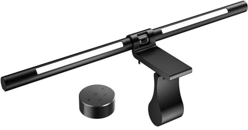 OOWOLF Lampada per monitor 51 cm con telecomando, retroilluminazione, CRI≥98, lampada da scrivania dimmerabile, striscia luminosa LED per monitor a 3 colori, non dotata di batteria, E-Reading