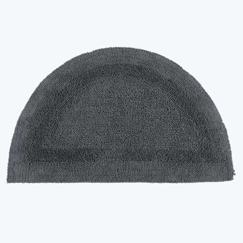 HOMESCAPES Half Round Bath Mat, Luxury 1600gsm Extra Soft 100% Cotton, Reversible Bathroom Mats Non-Slip, Washable, Super Absorbent, Quick-Dry, Grey Semi Circle Bathroom Rug, 50 x 80 cm