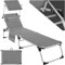 tectake® Tumbona Jardín Exterior de Aluminio, Tumbona Plegable con Reposacabezas, Parasol y Bolsillo Lateral, Tumbona Playa Reclinable 6 Posiciones, Tumbona Piscina Resistente a Intemperie - gris jasp