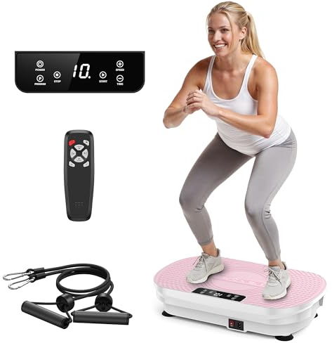 FEIERDUN Vibration Plate Exercise Machine, 150kg Capacity Vibration Plate for Lymphatic Drainage, Power Plate Vibration Platform for Weight Loss, Toning & Wellness-Pink