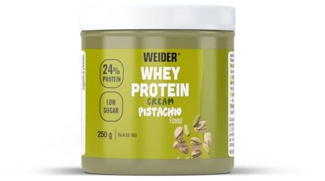 Weider Whey Protein Cream (250g) Gusto Pistacchio, Crema Proteica Spalmabile con 24% di Proteine, con Proteina di Siero del Latte, Senza Zuccheri Aggiunti, Senza Olio di Palma