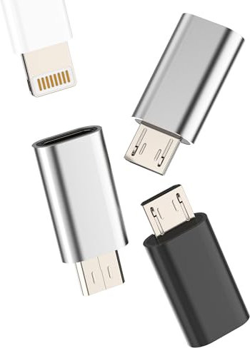 Adapter Lightning auf Micro USB (3 Stück) für iPhone weiblich Micro USB männlich Klinkenstecker Ladegerät Kabel Adapter tragbar Anschluss kompatibel mit Samsung Galaxy Zubehör