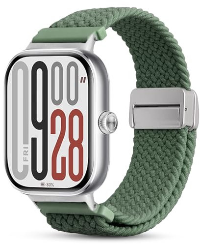 CHANRASI Geflochten Armband Kompatibel mit Xiaomi Redmi Watch 5/Xiaomi Redmi Watch 4 Damen Herren,Elastisch Nylon Armbänder mit Magnet Verschluss für Xiaomi Mi Band 9 Pro/Xiaomi Mi Band 8 Pro