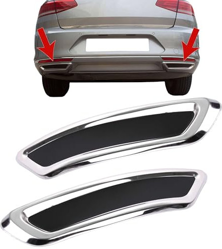 INLY 2 Tlg Edelstahl Auspuff Atrappen Blende kompatibel mit Passat B8 2014-2019