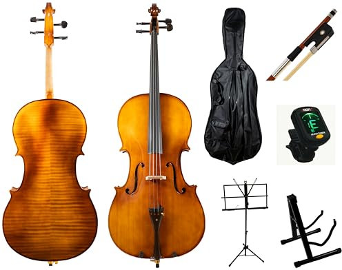 Yellow Musikhaus Cello 4/4 Set Handgefertigt! Mit Bogen aus edlem Palisanderholz und leichte Tasche!