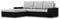 Mebligo - Ecksofa mit Schlaffunktion und Bettkasten Aurora, Eckcouch mit Ottomane Links, Sofa L Form (BxTxH) 243 x 200 x 92 cm, Couch Wohnzimmer, Ecke Sofa, Grau + Schwarz (Samt und Kunstleder)