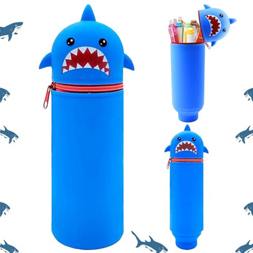 Federtasche aus Silikon, 2-in-1 Tier Stifthalter, Kawaii Federmäppchen, Stiftemappe mit Reißverschluss, Cartoon Bleistifthalter, Schlampermäppchen, für Schule, Büro, Geschenk für Schülerin