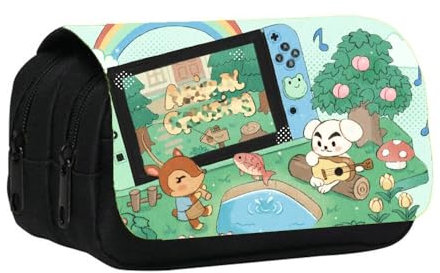 CHENJIRA Animal Crossed Sac À Crayons, Jeux Animal Crossed Poster Multi-Couche Grande Capacité Stylo Sac - Multicolore (A)