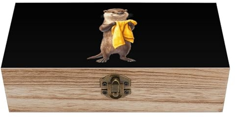 asbwuo Otter Bath Dekorative Boxen mit Klappdeckel und Frontverschluss, Vintage-Aufbewahrungsbox aus Holz, Behälter, Geschenk, 7,9 x 3,9 x 2,3 Zoll