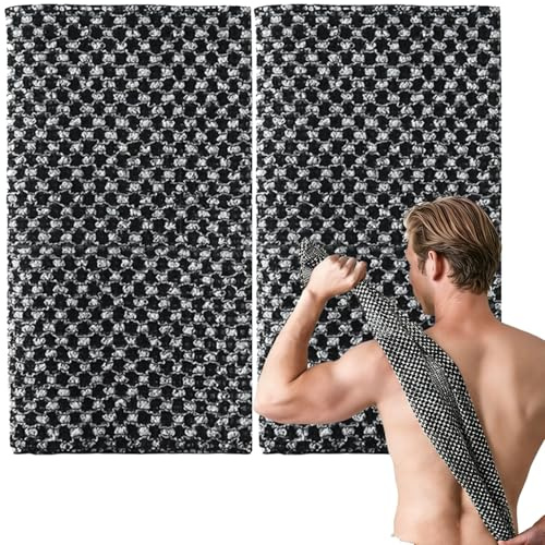 2er-Set Japanische Rückenschrubber | Schwarze Back Scrubber für Die Dusche | Extra Langes Rückenbürste für Damen und Herren | Peeling Body Scrubber für Körperreinigung und Massage