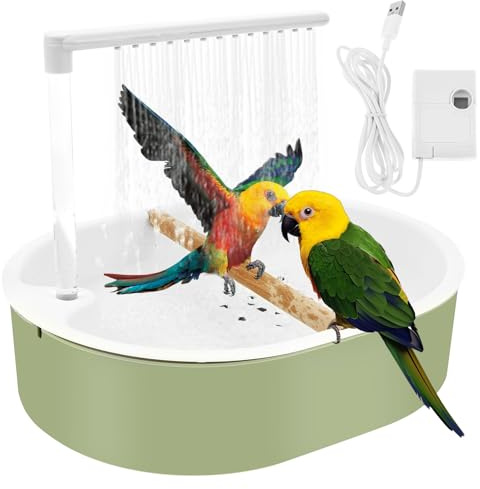 Bain d'oiseaux, douche à oiseaux, perruches, boucle d'alimentation USB, capacité, pour inséparables, perruches, munias africains et aras (blanc)
