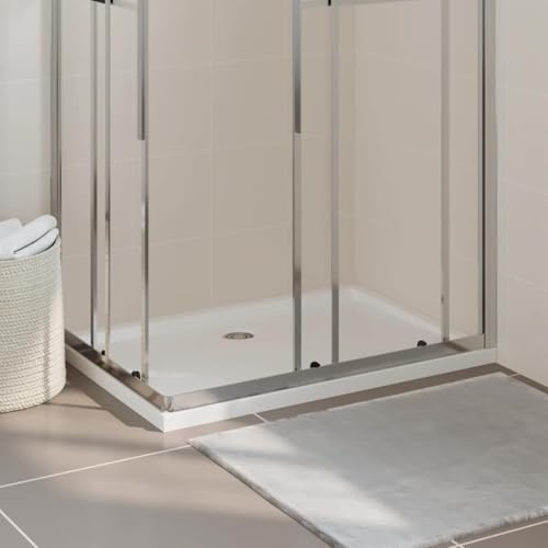 Plato de ducha de 70 x 100 cm, rectangular, blanco, plato de ducha de ABS reforzado, suelo de ducha plano para baño, montaje sin barreras, 4 cm de altura