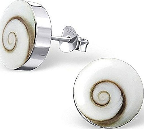 schoener-mineralienschmuck edelsteinschmuck Shiva Auge Ohrringe (Groß, Silber)