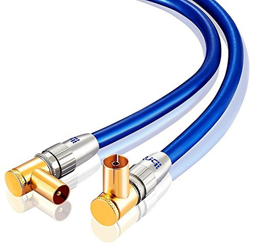 IBRA 3m HDTV Antenna Cable TV Aerial Cable with 90 Degree Right Angled Connectors Premium Freeview Coaxial Cable 90° Angled Connectors: Coax Male to Female For UHV/UHF/RF DVB-T1/T2