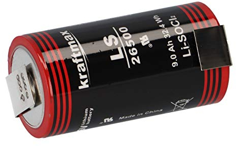 Lithium 3,6V Batterie LiSOCl2 LS26500 C Zelle mit Z Lötfahne LS 26500 Baby Bobbin Primärzelle mit hoher Energiedichte