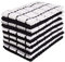 Kitchen Towels 12 Pack - Dish Towels and Dish Cloths - Hand Towel and Dishcloths Sets - 100% Soft Ring Spun Combed Cotton - Great for Cooking in Kitchen or Household Cleaning - Size 15 x 25 (Black)